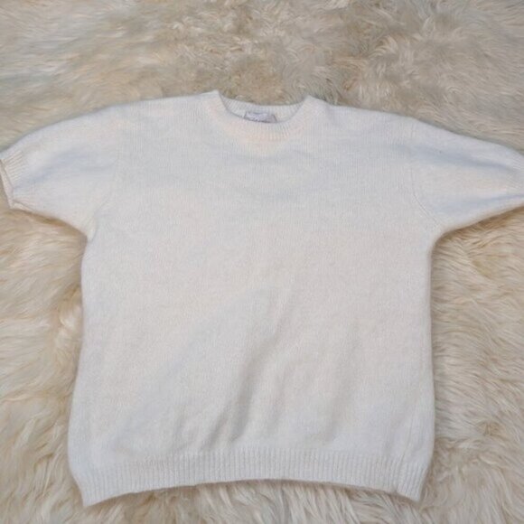 Vintage Classique Collections Angora Blend Short Sleeve Sweater Women Size M - Picture 1 of 6